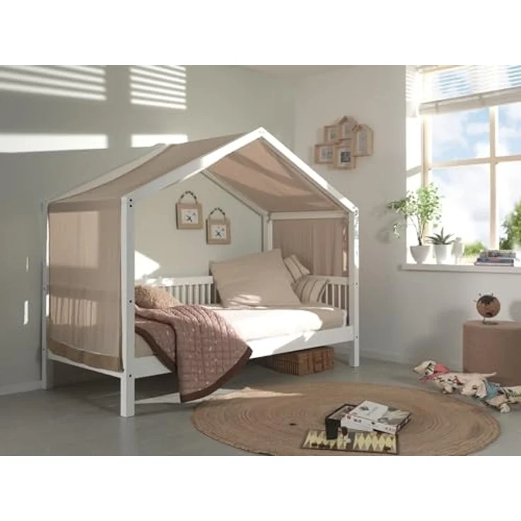Hausbett >Buche Massiv< in Buche massiv weiß lackiert - 207,5x170x97,5 (BxHxT) – Bild 2