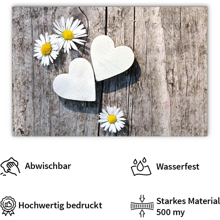 matches21 HOME & HOBBY Platzset Abwaschbare Tischsets 4er Set Landhaus-Stil Blumen & Holz-Optik, (4-St), Platzsets als Tisch-Untersetzer und Tisch-Deko für Esstisch Teller – Bild 3
