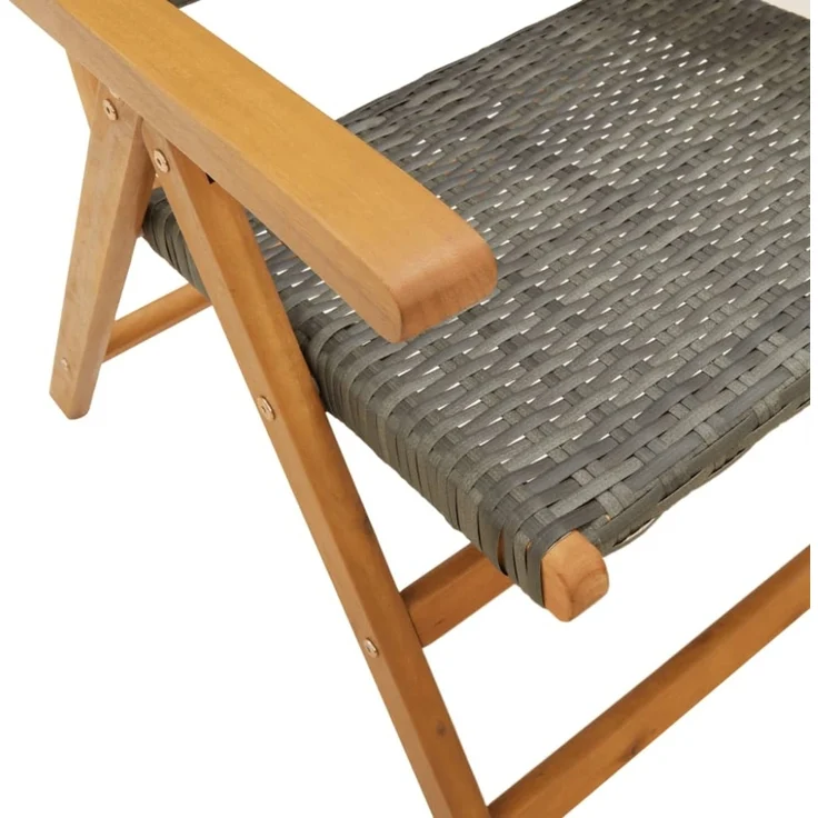 vidaXL Gartenstühle 2 Stk. Grau Massivholz Akazie und Poly Rattan 367652 – Bild 11