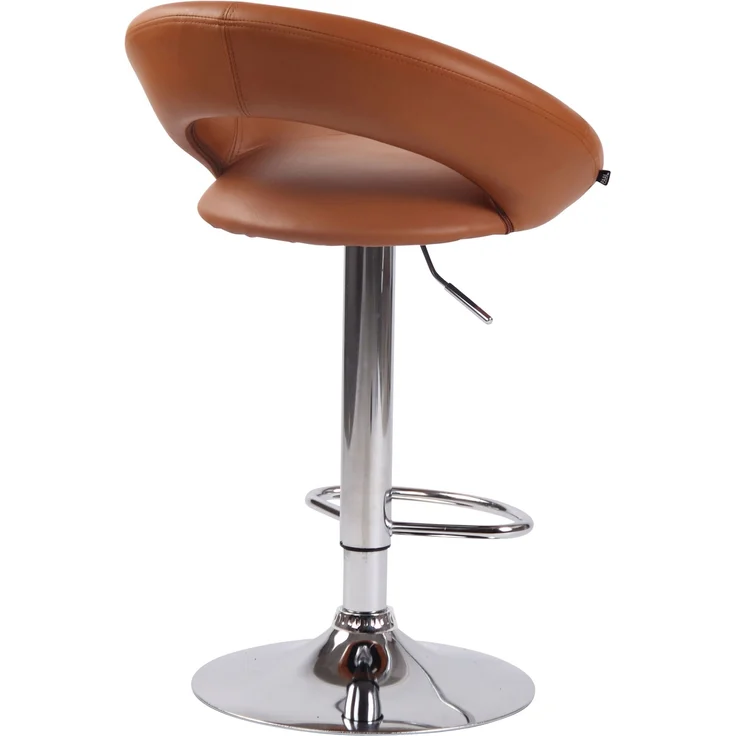 2er Set Barhocker MEKIM - Kunstleder Hellbraun 53x47x80 cm Silber | Barstuhl Höhenverstellbar Mit Lehne Drehbar Tresenhocker Tresenstuhl Kneipenhocker – Bild 5