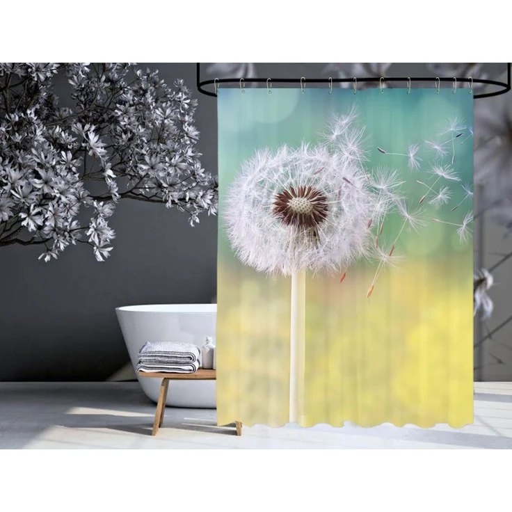 Sanilo Duschvorhang Pusteblume 180 x 200 cm, 100% wasserdicht, Anti-Schimmel-Effekt, hochwertige Qualität – Bild 1