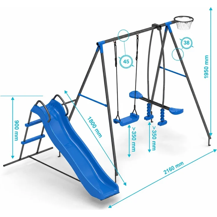 Kinderspielplatz aus Metall |Schaukel, Rutsche, Basketball #4542 – Bild 4