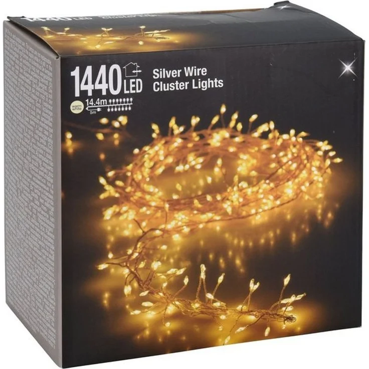 Spetebo Lichterkette Silver Wire CLUSTER Lights - 1440 LED, 1440-flammig, Micro Draht Büschel Lichterkette für Außen – Bild 2