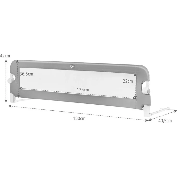 COSTWAY Bettgitter klappbar, Bettschutzgitter, Babybettgitter, Kinderbettgitter, Rausfallschutz fuer das Kinderbett, Zwillingsbett, Doppelbett, Queensize- und Kingsize-Bett 150 x 42 cm/grau – Bild 5