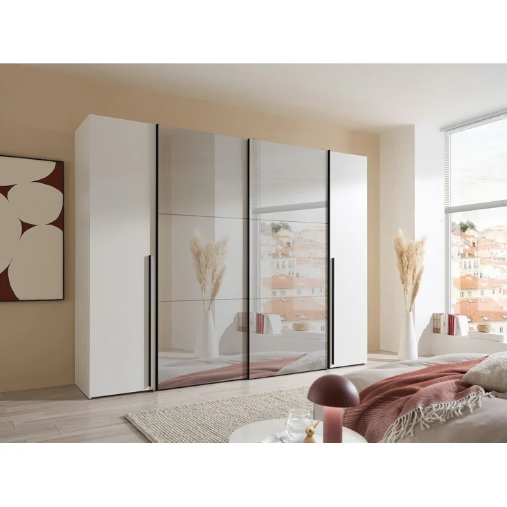 Schlafzimmer-Set >Maturs< (2-teilig) weiss/Graphit - Schrank 267x205x57cm, Bett 305x93x210cm – Bild 2