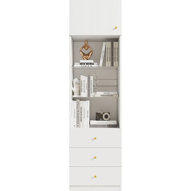 U-life Vitrine 100x40 cm, fürs Schlafzimmer, Hochschrank, Aufbewahrungsschrank, Bücherregal, Offenem Stauraum, MDF, Weiß – Bild 9