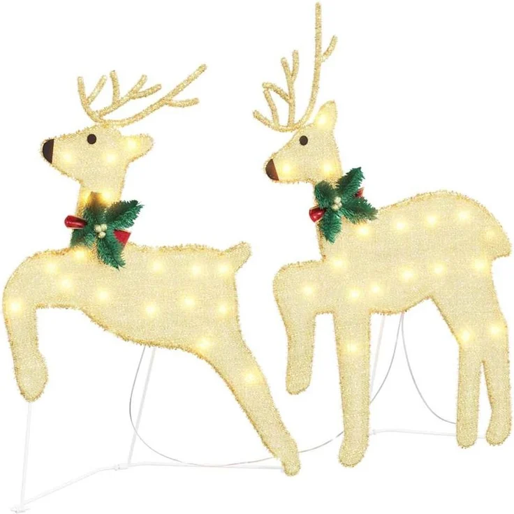 vidaXL LED Rentiere 4 pcs Gold Stoff 3385893 – Bild 3