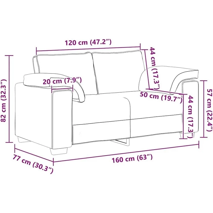 vidaXL Zweisitzer-Sofa Dunkelgrau 160x77x82 cm Samt 4105258 – Bild 3