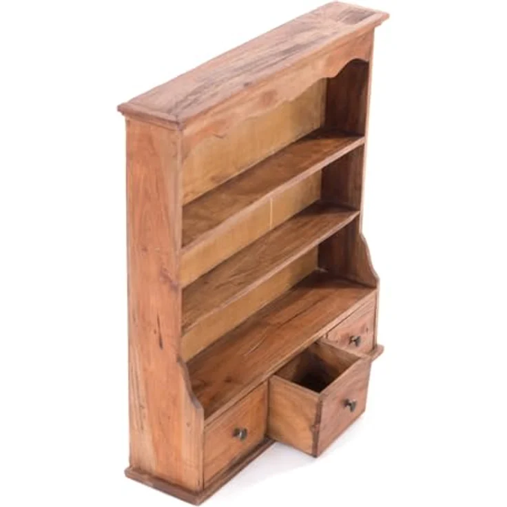 DESIGN DELIGHTS Wandregal Nelia, handgefertigt aus Holz, Natur, 62x67x15 cm, 3 Ablagemöglichkeiten, ideal für Wohnzimmer und Küche – Bild 6