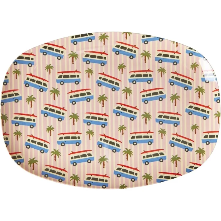 Rice Pink Cars Print Melamin Platte
