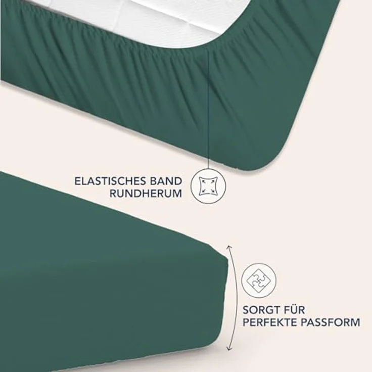 Dreamzie Spannbettlaken 90x200 cm - 35 cm Tiefe Tasche - 100% Mikrofaser Bettlaken - Petrolgrün, Schadstoffgeprüft(Oeko TEX), Bettlaken mit Gummizug – Bild 4