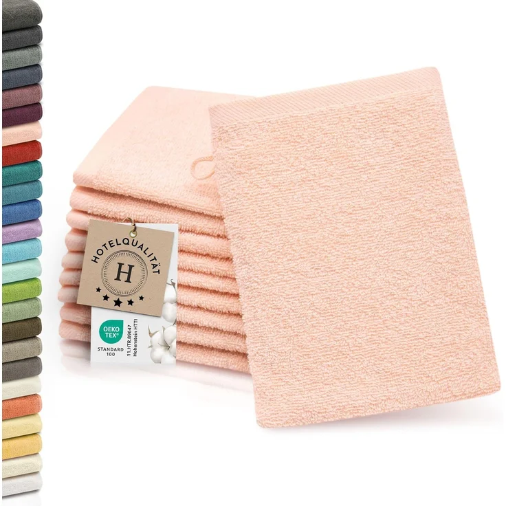 ZOLLNER 10er Set Waschlappen aus Baumwolle, 16x21 cm, rosa – Bild 1