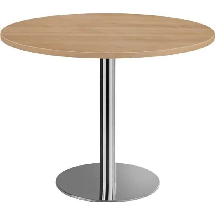 Besprechungstisch STF10 100cm Ø rund Nussbaum Gestellfarbe: Chrom