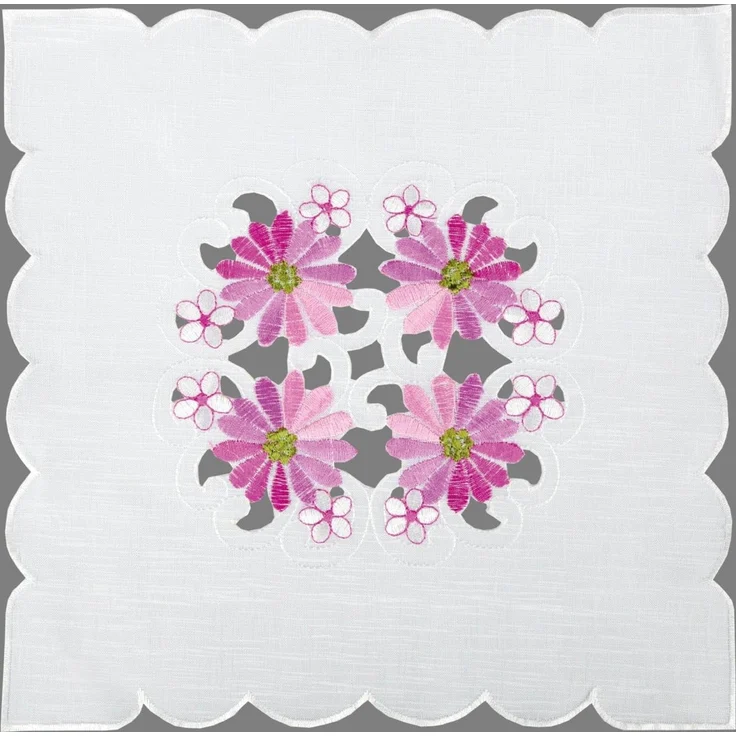 ARSVITA Tischdecke mit Stickerei, mit Blumen oder Schmetterlingen bestickte 30x30cm Decke für den Tisch, in vielen verschiedenen Designs verfügbar Rosa - Pink Eckig – Bild 7