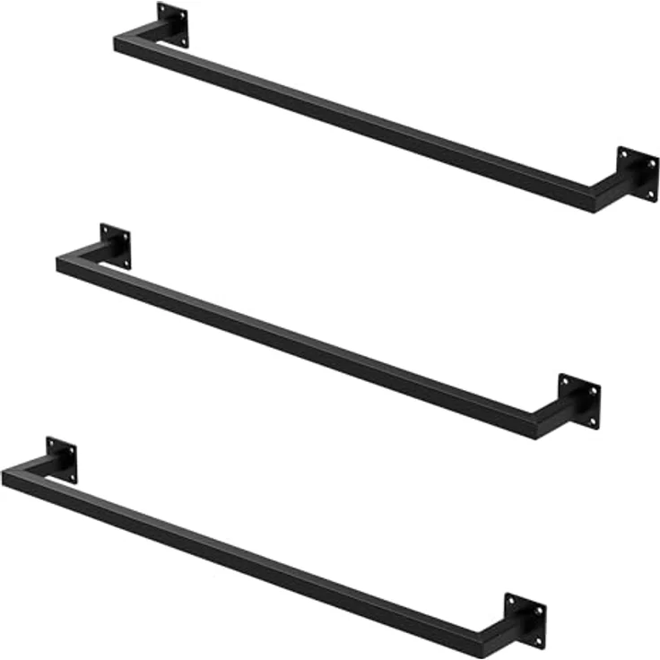 ML-Design Kleiderstange Rechteck 3er Set, Wandmontage, Schwarz, Stahl, U-Form, 90cm Breite, inkl. Montagematerial, belastbar bis 50kg – Bild 1
