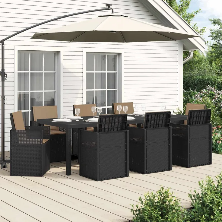 vidaXL Garten Essgruppe 9 stk. 8-Sitzer Anthrazit und Taupe PP 3430089