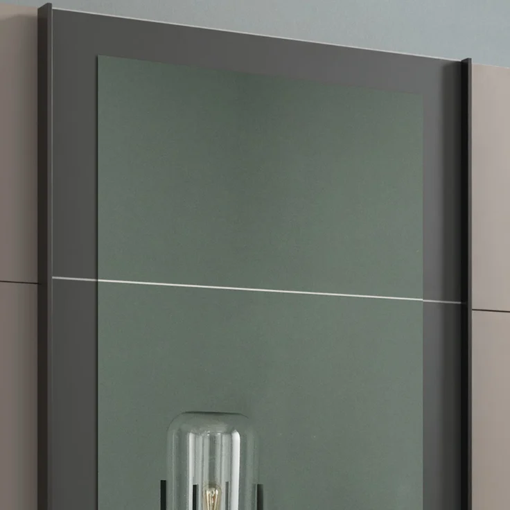 Schwebetürenschrank Kleiderschrank 270 cm 3-türig Schubladen Spiegel Sand Grau Grafit – Bild 5