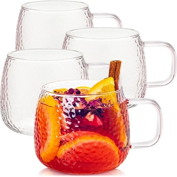 KONZEPT Teeglas mit Henkel 2/4-er Set, Teetasse 420 ml, Tassen Set aus Borosilikatglas, 4-tlg, ideal für Kaffee, Tee, Eiskaffee, Matcha, Kakao und heiße Schokolade – Bild 4