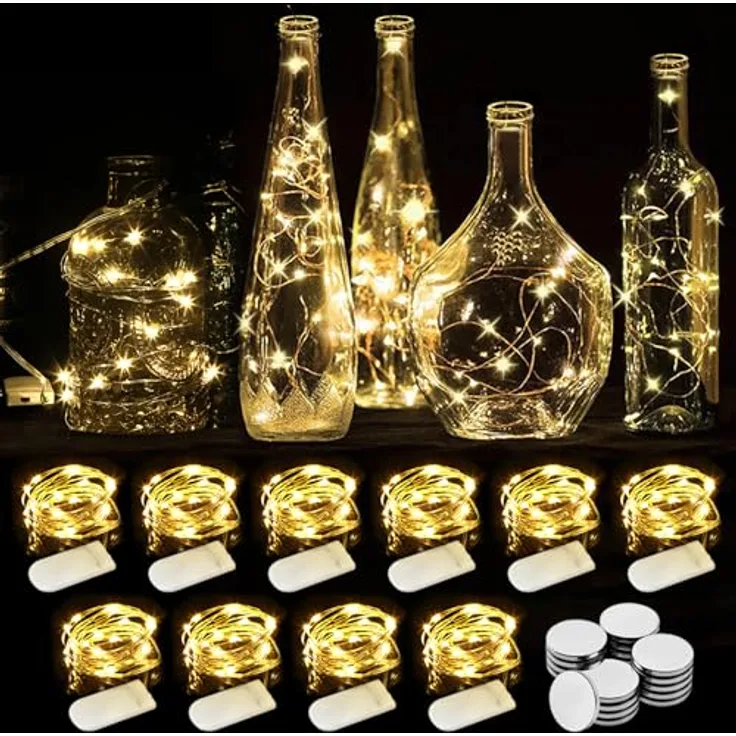 WEARXI Lichterkette Batterie, 10 Stück 2M 20 Mini LED Lichterkette mit Batterie, Lichterkette Innen, LED Lichterketten Batteriebetrieben, Lichterketten für Zimmer Deko, Hochzeitsdeko, Weihnachtsdeko