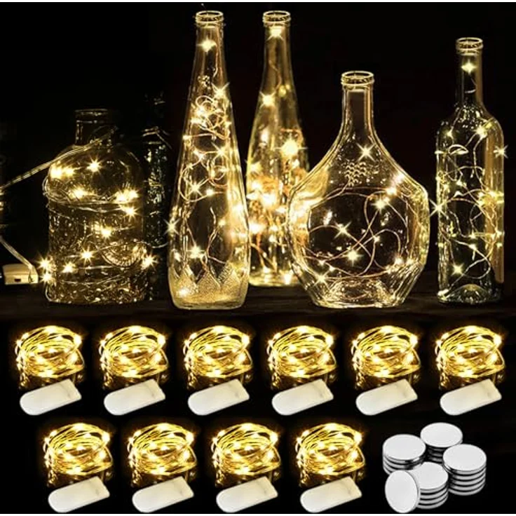 WEARXI Lichterkette Batterie, 10 Stück 2M 20 Mini LED Lichterkette mit Batterie, Lichterkette Innen, LED Lichterketten Batteriebetrieben, Lichterketten für Zimmer Deko, Hochzeitsdeko, Weihnachtsdeko – Bild 1
