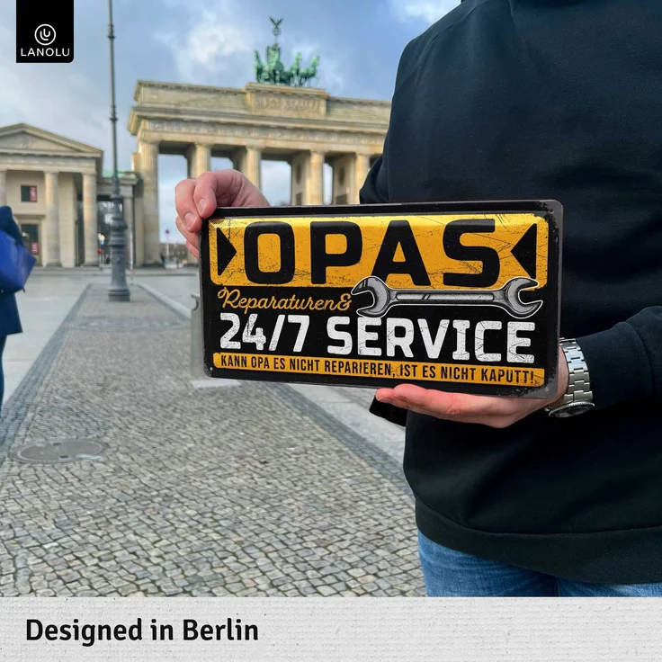 LANOLU Blechschild Opas Service 16x32cm – Metall – Mehrfarbig – 17134 – Bild 4