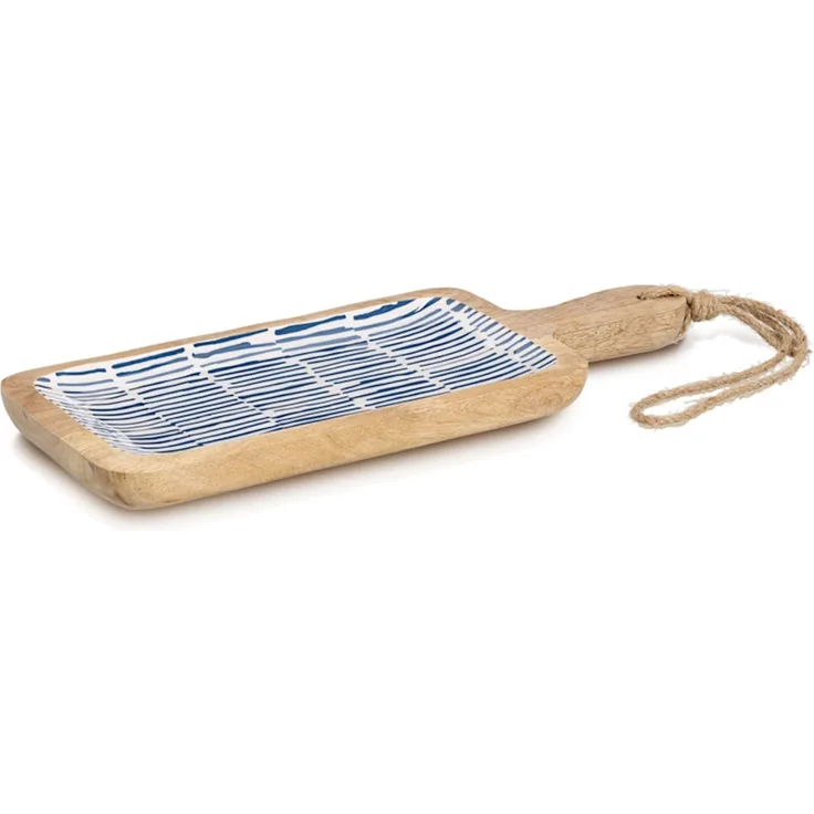 ZELLER 25690 Servierbrett BLAU aus Mangoholz, ca. 38 x 15,2 x 2,5 cm