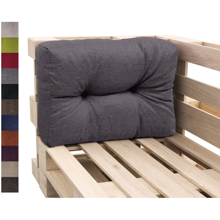 sunnypillow Rückenkissen Palettenkissen gesteppt Seitenkissen 60 x 40 x 15 cm, Anthrazit
