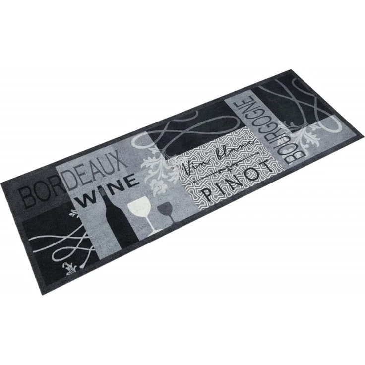 vidaXL Küchenteppich Waschbar Wein Grau 60x180 cm Samt 4005600 – Bild 1