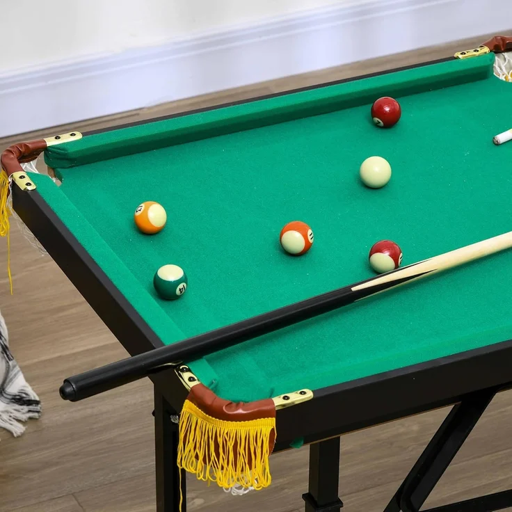 SPORTNOW Billardtisch klappbar Tischbillard mit Billardqueue und Billardkugel, (Spieltisch, 1-tlg), für Jugend, Erwachsene, Stahl, Grün – Bild 6