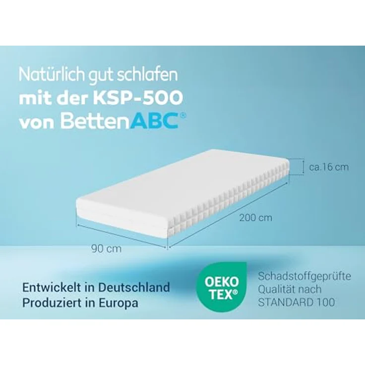 Betten-ABC KSP-500 XXL, Matratze in Härtegrad H4 Kaltschaummatratze in Härtegrad 4, Bezug waschbar, Größe: 90x200 – Bild 3
