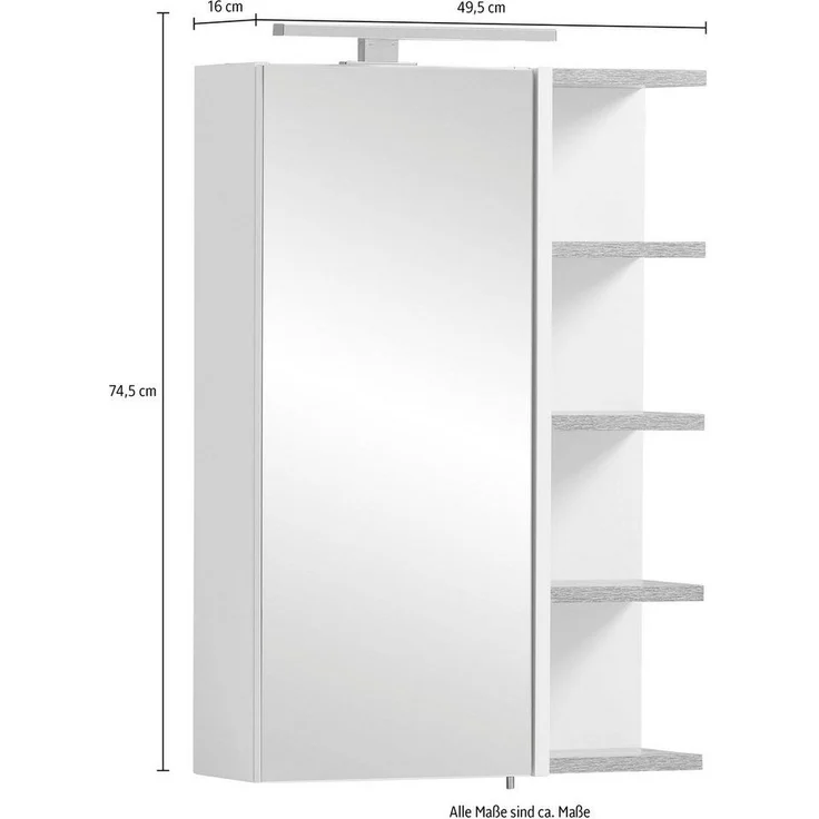 Schildmeyer Spiegelschrank Balto, Breite 49 cm Mit LED-Beleuchtung, Regal beidseitig montierbar – Bild 3