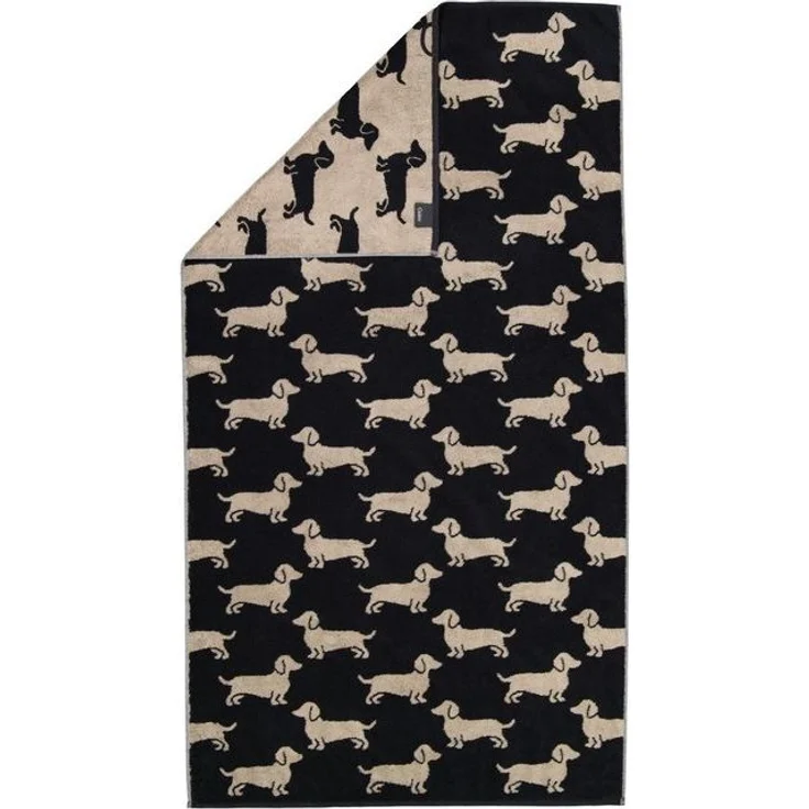 Cawö Handtücher Cawö Duschtuch We love Dogs 6246, 93 schwarz/beige, Baumwolle (1-St) – Bild 4