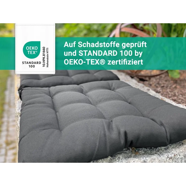 ZOLLNER Stuhlkissen, 40 x 40 x 3 cm, mit Bindebänder, für Indoor und Outdoor – Bild 3