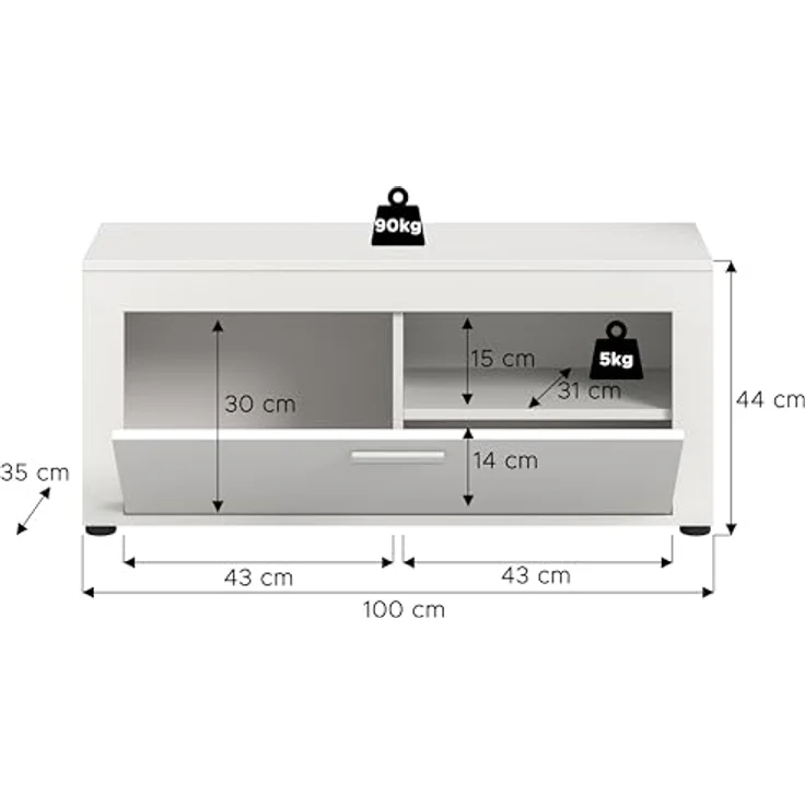 xonox. home Garderobe Jam X8BA9631 Sitzbank Bank in Weiß Nb, ca. 100 x 44 x 35 cm – Bild 4