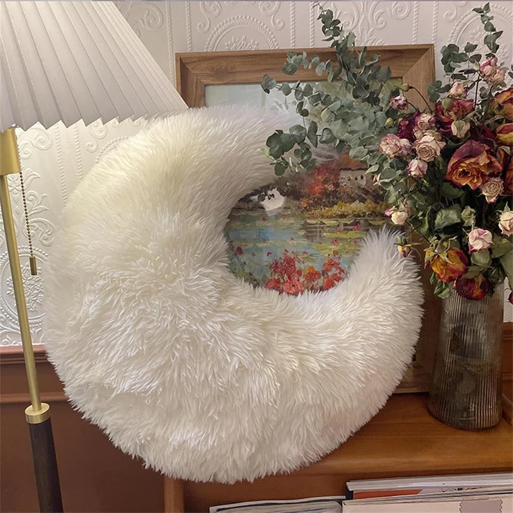 Kuschelkissen Kinder Sternkissen Weiche Flauschige Sterne Mond Wolke Kuschelkissen Sofakissen Plüsch Kissen Dekokissen für Kinderzimmer Schlafzimmer Deko (Mondkissen) – Bild 1