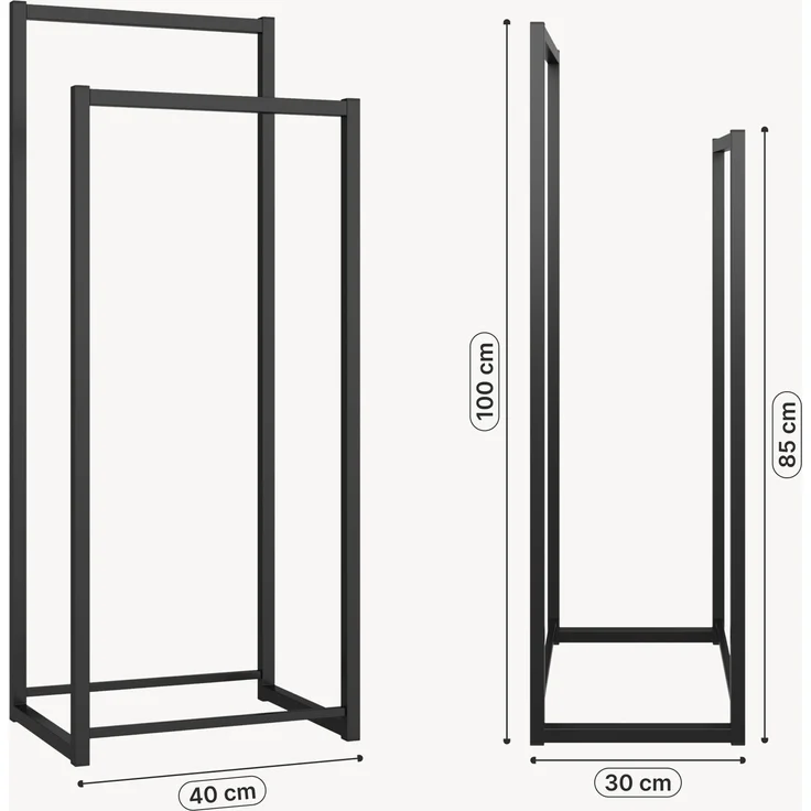 Garderobenständer Holtalen Metall 100x40x30 cm Schwarz [en. casa] – Bild 2