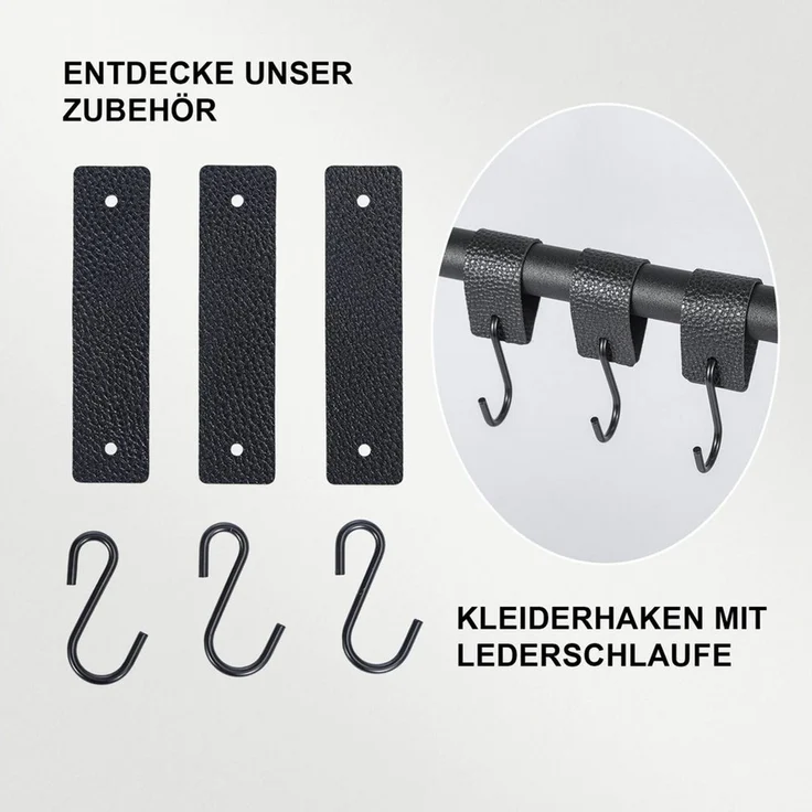 Youyijia Kleiderstange Kleiderstange für die Wand Industrielle Garderobenstange Stahl – Bild 4