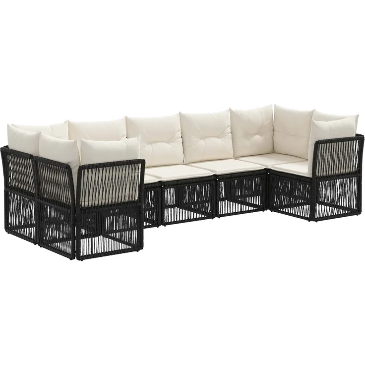 vidaXL Gartensofa-set 7 stk. 7-Sitzanzahl Schwarz Poly-Rattan 3434335 – Bild 2