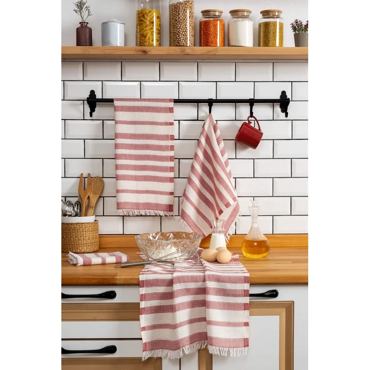 Hermia Concept 'Bella - Tile Red' Handtuch-Set (4-teilig), Ziegelrot, 45 x 65 cm