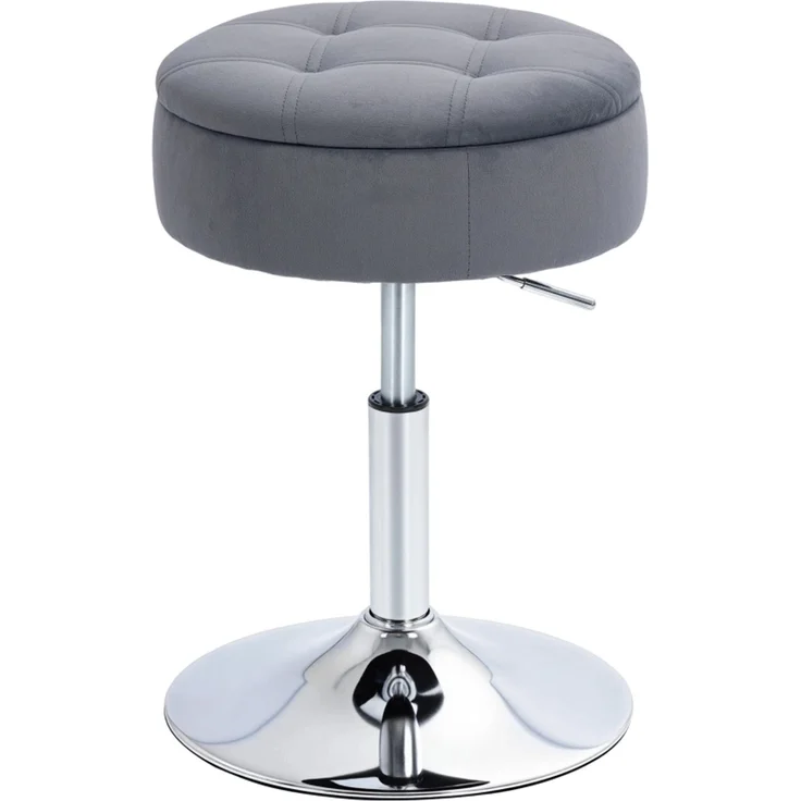 Barhocker, Bistrohocker mit Stauraum, Drehbar Barstuhl, Höhenverstellbar Küchenhocker mit Samtbezug, 39x39x65 cm, Grau--Grau--39x39x65cm--YOUDENOVA – Bild 8