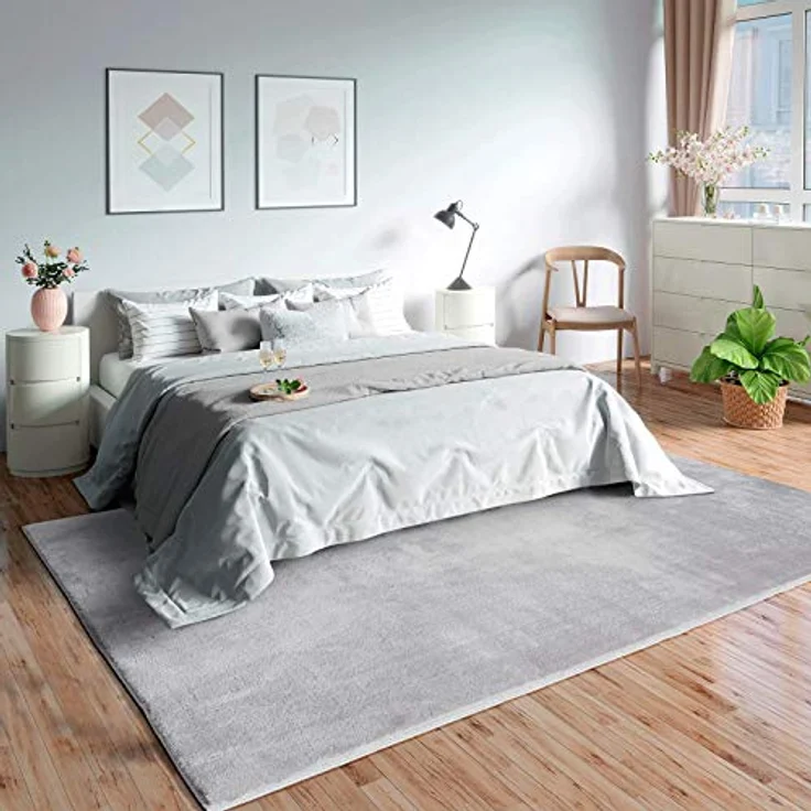 Mia's Teppiche Olivia Wohnzimmer/Schlafzimmer Teppich - waschbar - 200x280 cm, Grau – Bild 4