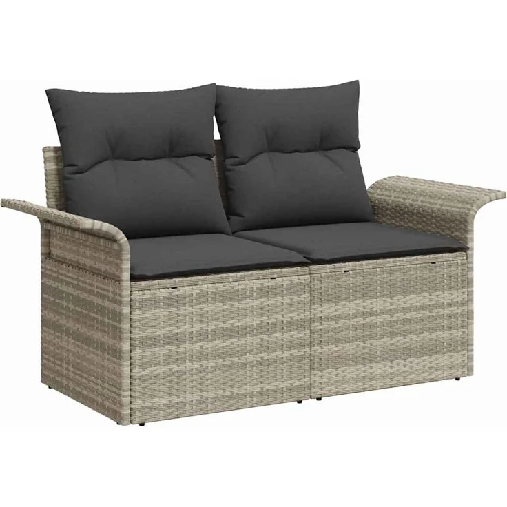 vidaXL Garten-Sofa-Set mit Kissen 6 pcs Hellgrau Poly Rattan 3360253 – Bild 4