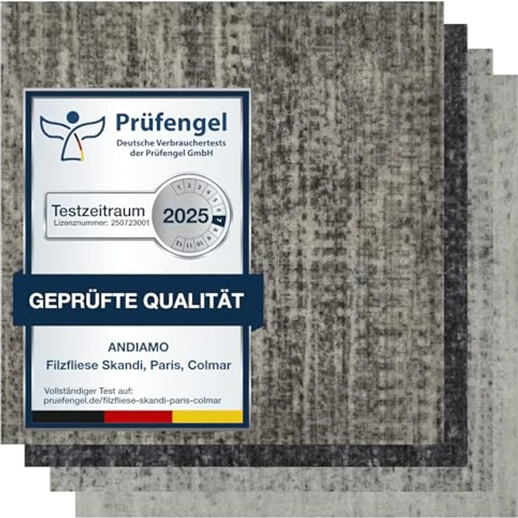 Andiamo Teppichfliese Paris Nadelfilz, quadratisch, Höhe: 4 mm, 40x40 cm, selbstklebend, robust & strapazierfähig, 25 Stück (4 qm) – Bild 2