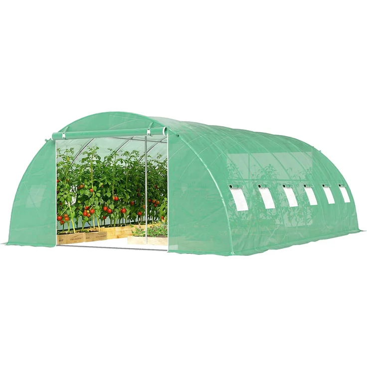 Wohnora-Gewächshaustunnel für den Gartenbau, verzinkter Stahl Ø25 mm, verstärkte Konstruktion, 395 x 595 x 199 cm, Grün,H 1990cm x T 1135cm x B 3950cm – Bild 3
