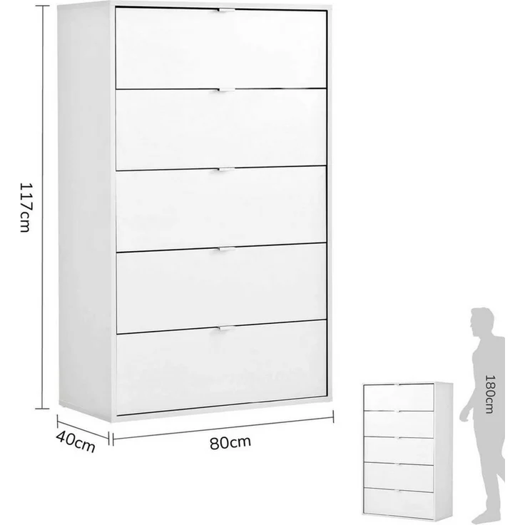mokebo Sideboard Die Stilvolle (mit 5 Schubladen), Nachttisch, Highboard, Anrichte oder Kommode in Weiß – Bild 4