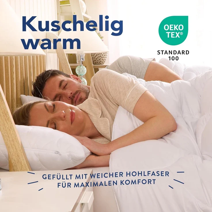 John Cotton New Way Bettdecke 200x220 - Innovativ & Atmungsaktive Steppdecke für Allergiker | Oeko-Test Zertifiziert Bettdecken | Ideal Schlafdecke für Frühling & Herbst | Decke 200x220 cm – Bild 3