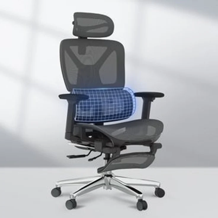 FLEXISPOT Bürostuhl Schreibtischstuhl Premium Ergonomischer C7 (Rückenlehne verstellbar 90°-135°, 3D-Armlehnen, 3D-Kopfstütze, 5D-verstellbare Rückenlehne), Chef-Mesh-Bürostuhl, 130KG Tragkraft, mit ausklappbarer Fußstütze – Bild 6