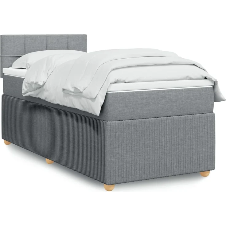 vidaXL Boxspringbett mit Matratze Hellgrau 100x200 cm Stoff 3287367 – Bild 1