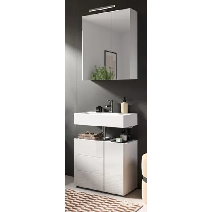 Waschbeckenunterschrank Larik in weiß Hochglanz 60 cm – Bild 6