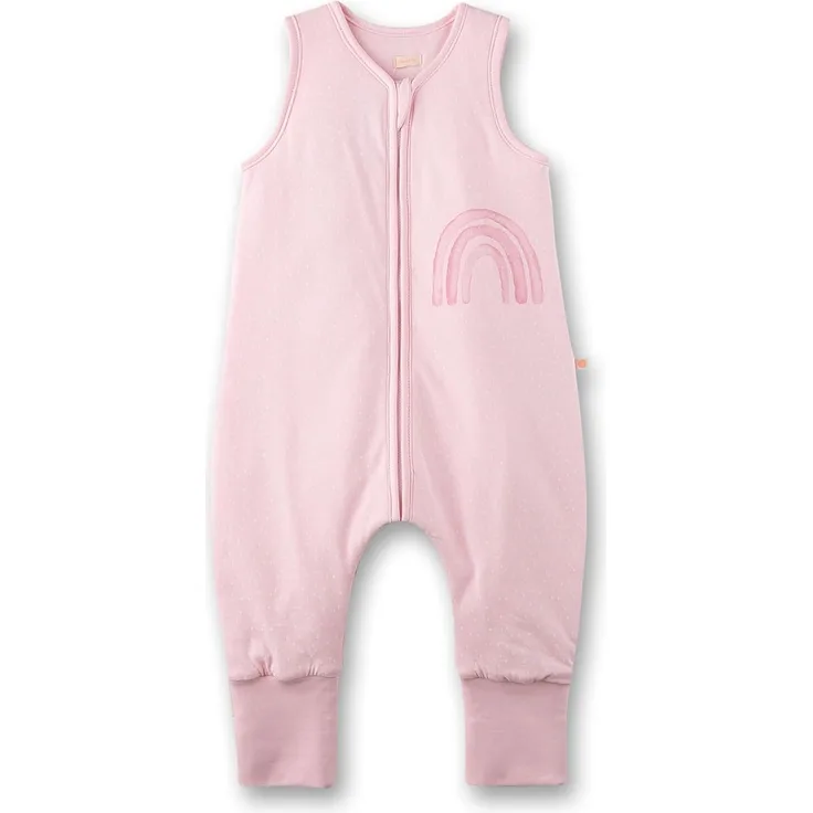 SANETTA Baby-Schlafsack mit Füßen Rosa | Praktischer und bequemer Unisex-Schlafsack aus Bio-Baumwolle. Baby-Schlafsack mit Reißverschluss und Regenbogen-Print | Baby Sleeping Bag